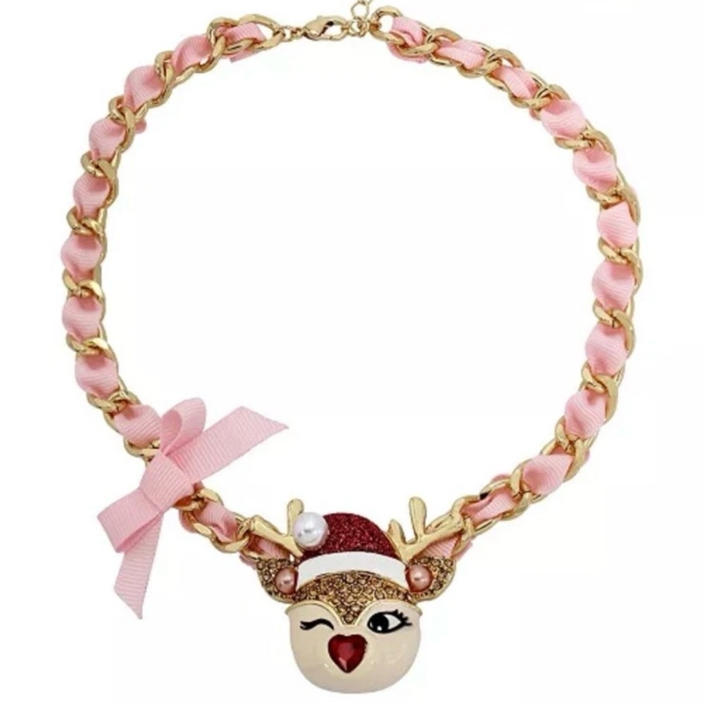 Betsey Johnson Necklace
Red Nose Reindeer Gold
Tone Pink Holiday
Christmas New